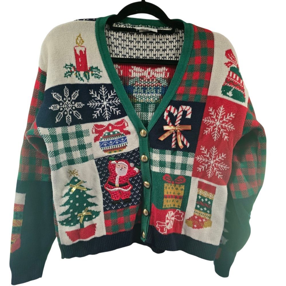 Festive Holiday Sweater with Christmas Motifs